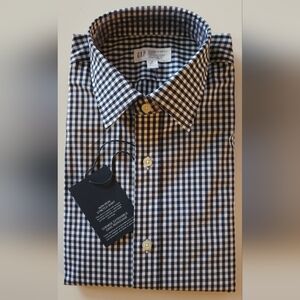GAP Long Sleeve Non-Iron Navy Gingham Shirt